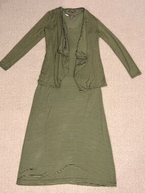 Tommy Bahama Tank Maxi Dress Waterfall Cardigan Set Womens Small Navy Olive
